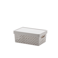 Cesto Organizador com Tampa Quadratta Creme 29x19x12cm UTMAIS842CREME