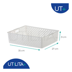 Cesto Organizador Quadratta 34x 27x 9cm Branco UTMAIS889BRANCO - Utilita Mais - Sua loja de utilidades para facilitar o seu dia a dia