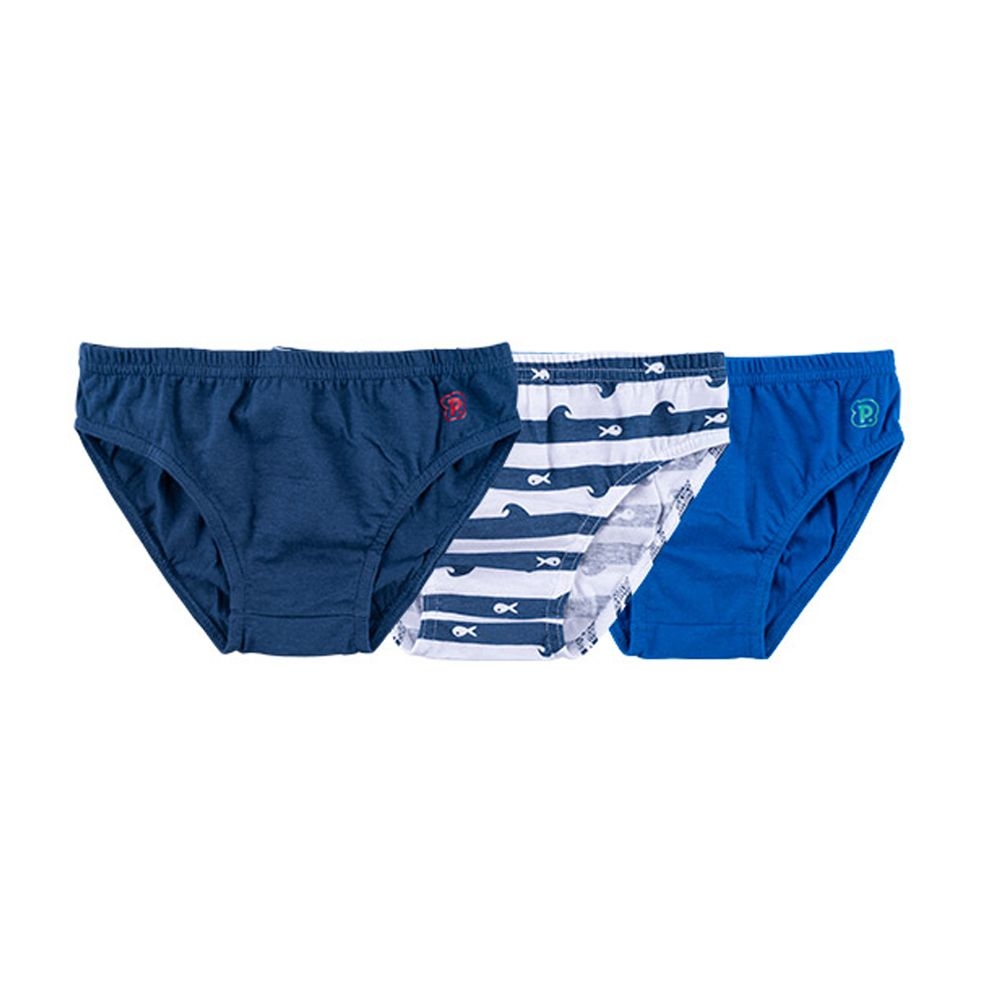 Cueca Infantil Kit C/3 Peças - Estampa Peixinho /lisas