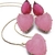 Conjunto coração natural turmalina rosa fusion e gota pink ligth fucsia - Em ouro 18k