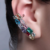 Brinco Ear Cuff ródio branco com cristais coloridos - comprar online