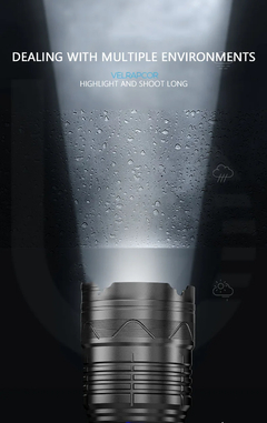 Lanterna Tática Super Brilhante GT-60 100W - Tocha LED Poderoso de Longo Alcance, RECARREGÁVEL USB - JG ESPORTES
