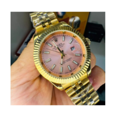 Relógio Rolex Date Just Feminino Dourado Rosa