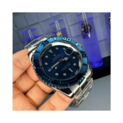 Relógio Rolex Metal Yacht-Master Prata azul prova dagua - comprar online