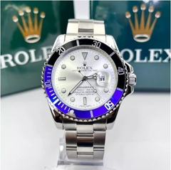 Relógio Rolex Submariner Misto Prata - Preto azul linha Gold c/ caixa premium a prova dagua