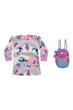 Vestido Infantil Menina Fun com Bolsa Dinossauro Elian Lilás - comprar online