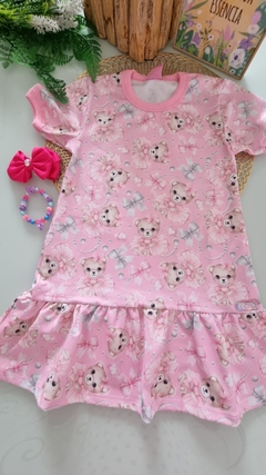 Vestido Infantil Menina Ursinhos Rosa Mundo Cinti 12213