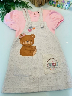 Conjunto Infantil Kukie de Body em Suedine e Salopete em Moletom Linho - comprar online