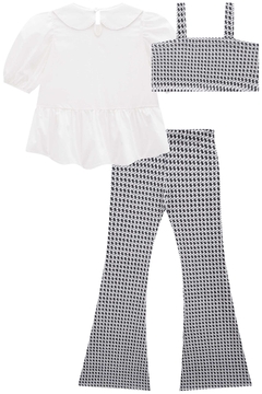 TRIO DE BLUSA EM TRICOLINE TOP E CALÇA FLARE EM MOLECOTTON 76099 KUKIÊ - Bueno's Kids Moda Infantil