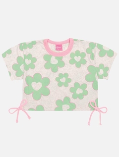 Conjunto Infantil Menina Blusa E Short Floral Verde Mundo Cinti 12297 - Bueno's Kids Moda Infantil