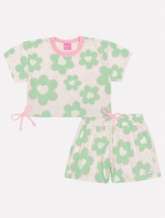 Conjunto Infantil Menina Blusa E Short Floral Verde Mundo Cinti 12297 - comprar online