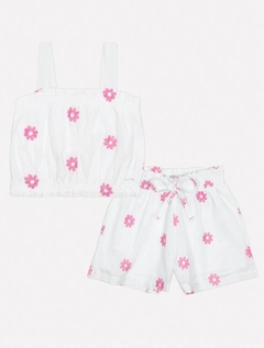 Conjunto Infantil Menina Blusa E Short Bordado Flor Mundo Cinti 12255 na internet