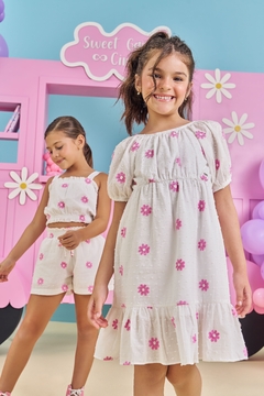 Conjunto Infantil Menina Blusa E Short Bordado Flor Mundo Cinti 12255