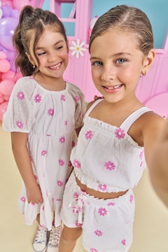 Conjunto Infantil Menina Blusa E Short Bordado Flor Mundo Cinti 12255 - comprar online