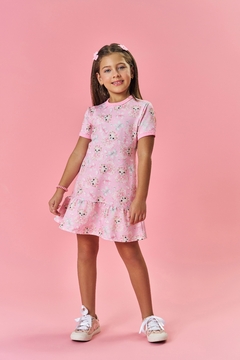 Vestido Infantil Menina Ursinhos Rosa Mundo Cinti 12213 - comprar online