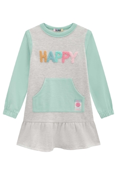 Vestido Happy Color Kukiê em Moletom C/ Pelúcia - Bueno's Kids Moda Infantil