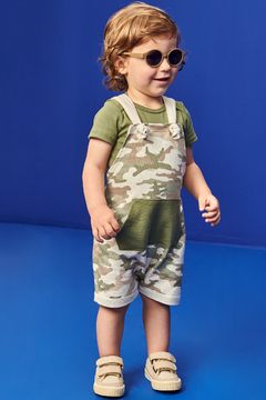 Conjunto Infantil Body Jardineira Moletom Camuflado Luc.Boo