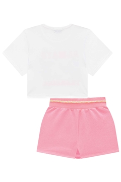 Conjunto de Blusa Boxy Over e Tela e Shorts Saia Kukiê