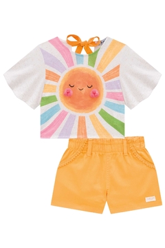 Conjunto Infantil Kukie Shorts Laranja e Blusa Solzinho na internet