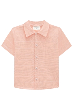 Conjunto de Camisa em Tecido Cambraya Listrado e Bermuda em Sarja Stretch com Elastano 75790 LucBoo LARANJA CLARO na internet