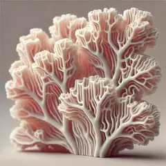 Fragmento de coral decorativo con detalles intrincados en tonos rosados.