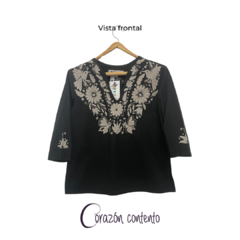 BLUSA MANGA ¾ THEBE NEGRA TALLA 34