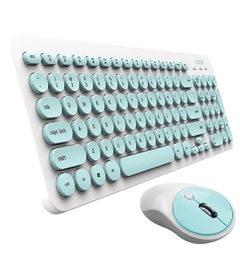 Teclado Y Mouse Color Celeste Inalambrico