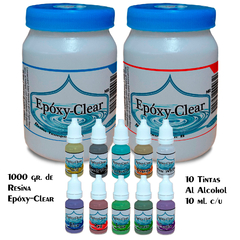 Epóxy-Clear | Kit resina epóxica tintas al alcohol, fórmula a base de alcohol, excelente pigmentación, 1 kg - comprar en línea