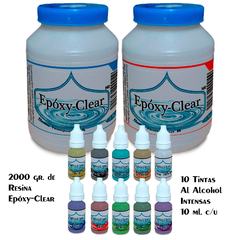 Epóxy-Clear | Kit resina epóxica tintas al alcohol, fórmula a base de alcohol, excelente pigmentación, 2 kg - comprar en línea