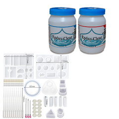 Epóxy-Clear | Resina Epóxica Acabado Alto Brillo sin olor fuerte Encapsulados, bisutería, Transparente 1 kg + Kit02