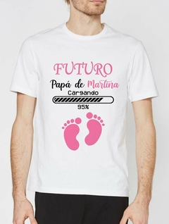 Remera Baby Shower - Futuro papá cargando ROSA