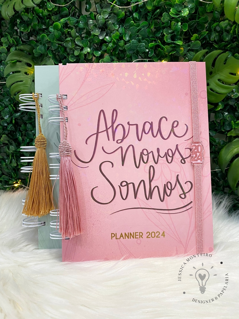 Agenda Planner Anual 2024 Rosa Personalizado Com Nome