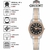 Relógio Orient Feminino Automático Mecanico Pequeno Redondo Casual Prata Rose Gold NH6MM006 P1SR na internet