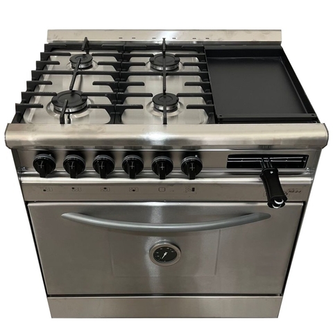 Cocina Industrial 4 Hornallas Acero 56 Cm Con Horno Pizzero