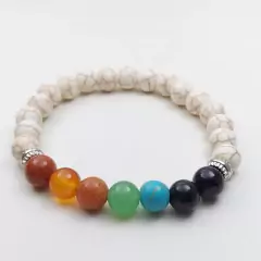 Pulseira 7 Chakras - Base Howlita