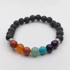 Pulseira 7 Chakras - Base Pedra Vulcânica