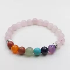 Pulseira 7 Chakras - Base Quartzo Rosa