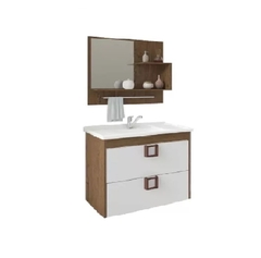 Gabinete De Banheiro 100% Mdf Lirio 59 Cm Com Espelho Mgm Café com Branco na internet