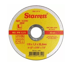 Disco de Corte de 4.1/2 Pol. para Aço Inox - STARRETT