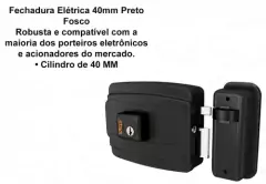 Fechadura Elétrica Preto Fosco Cilindro 40 Mm Aço Inox Stam - comprar online