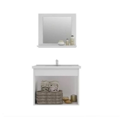 Gabinete Para Banheiro com Cuba e Espelheira 1 Porta 1 Prateleira Íris MGM Branco - Preto na internet