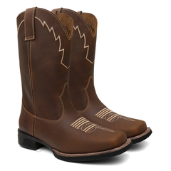 Bota Texana Masculina Bordado Em Couro Legítimo - comprar online