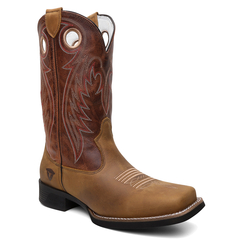 Bota Masculina Texana Bico Quadrado Bordada em Couro FB 8945 02 na internet