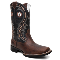 Bota Masculina Texana Bico Quadrado Bordada em Couro FB 8945 03