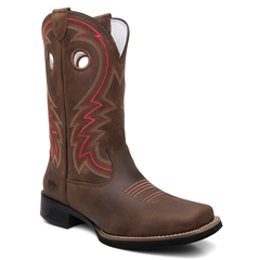 Bota Masculina Texana Bico Quadrado Bordada em Couro FB 8945 03 - loja online