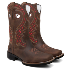 Imagem do Bota Masculina Texana Bico Quadrado Bordada em Couro FB 8945 03