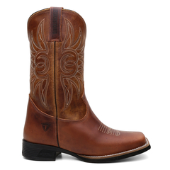 Bota Masculina Texana Bico Quadrado Bordada em Couro Legítimo FB 8945 05A na internet