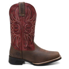 Bota Masculina Texana Bico Quadrado Bordada em Couro FB 8945 05C na internet