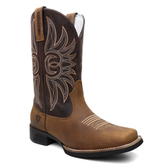 Bota Masculina Texana Bico Quadrado Bordada em Couro FB 8945 05D