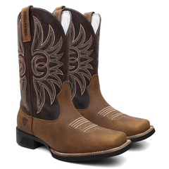 Bota Masculina Texana Bico Quadrado Bordada em Couro FB 8945 05D - comprar online